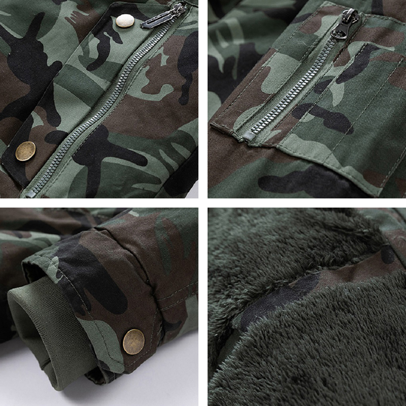 Winter Camouflage Men Windproof Warm Long Jacket Coat Mens Fashion Fur Collar Thicken Outwear Casual Brand Parkas