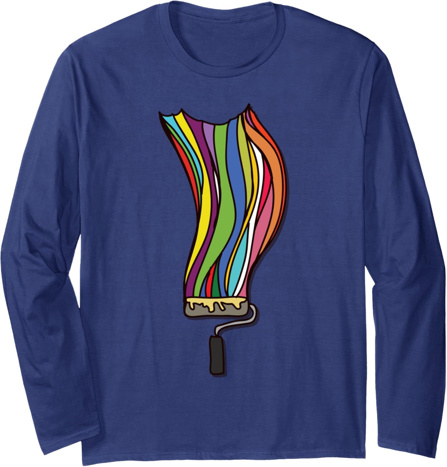 Long Sleeve Shirts for Men sweatshirt Rainbow Multicolored Roller Painting Painter Gift Long Sleeve Tee Streetwear Casual tops clothes