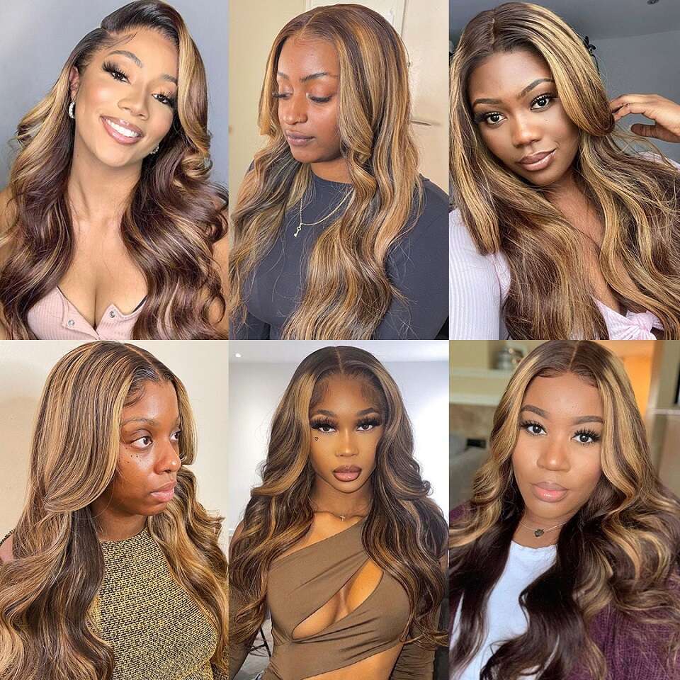 Body Wave Highlight Wig 180% 13x4 13x6 Lace Frontal Cheap Brazilian Colored Wigs 100% Human Hair Ready To Wear