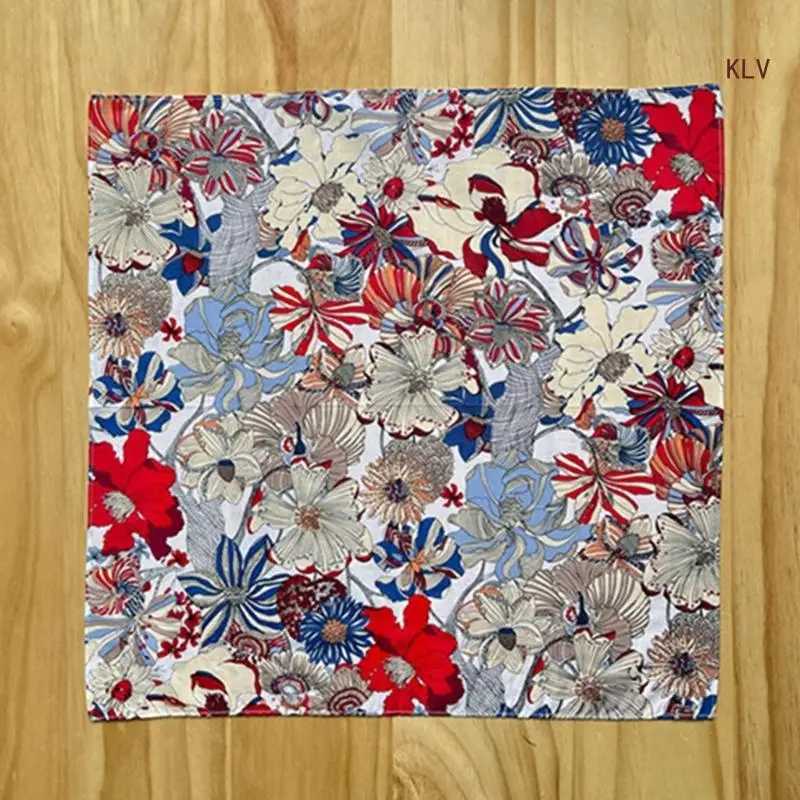 Colorful Hankie Women Handkerchiefs Polyester Floral Pattern Super Soft Washable Hanky Chest Towel Pocket HandkerchiefsX240921