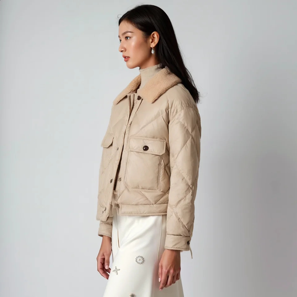 CA42 highquality single chest fur collar 90% duck down coat womens winter 240918