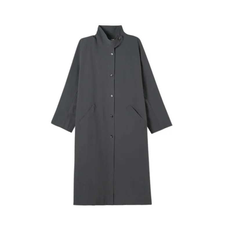 BJTZ Fashion Loose Solid Color Versatile Mid-length Trench Coat For Women 2024 Autumn New Holiday Office Lady Female ClothingX240921