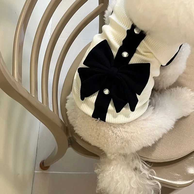 Luxury puppy dress summer puppy costume bow lace dog skin black and white dog T-shirt girl dog costume Chihuahua vest X241119