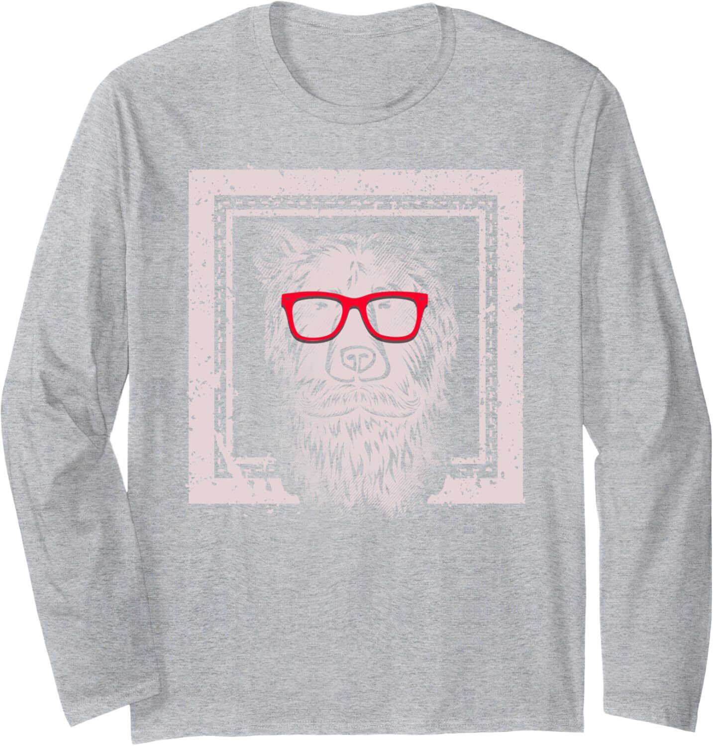 Long Sleeve Shirts for Men sweatshirt Nerdy Bear With Sun Glasses Frame Photo Funny Long Sleeve Tee Streetwear Casual tops clothes