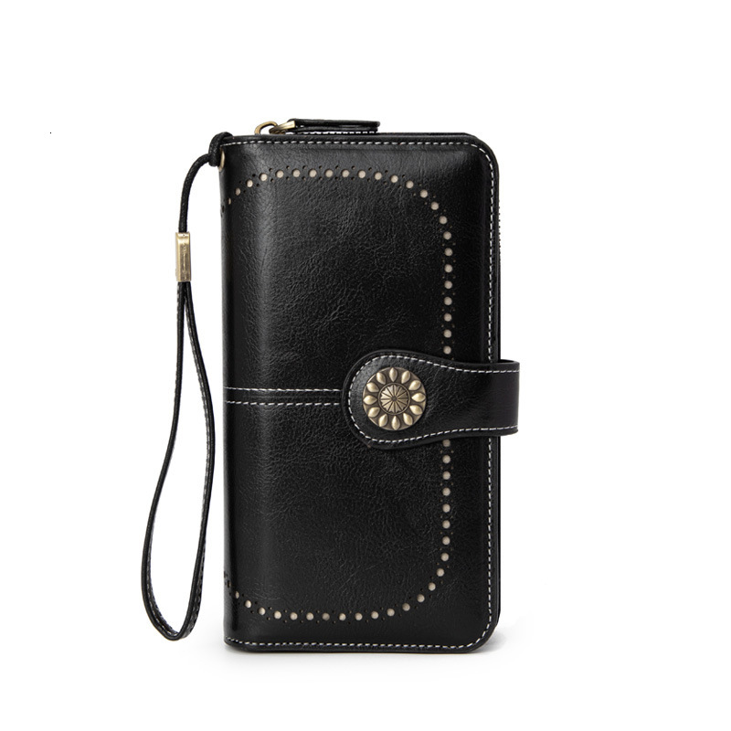 Hot selling anti magnetic long zippered women's leather wallet, new high-capacity handbag