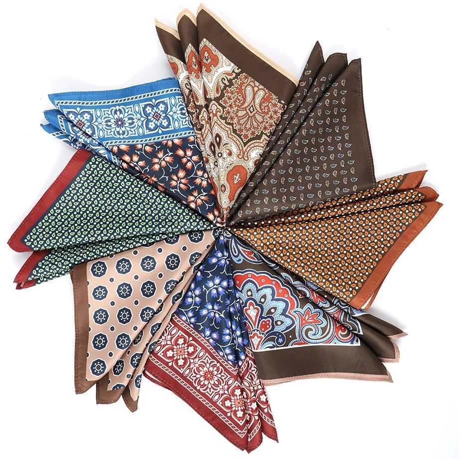 Tailor Smith Mens Classic Red Khaki Print Dot Handkerchiefs Paisley Floral Pockets Square Wedding Hankies Business Gift for HimX240921