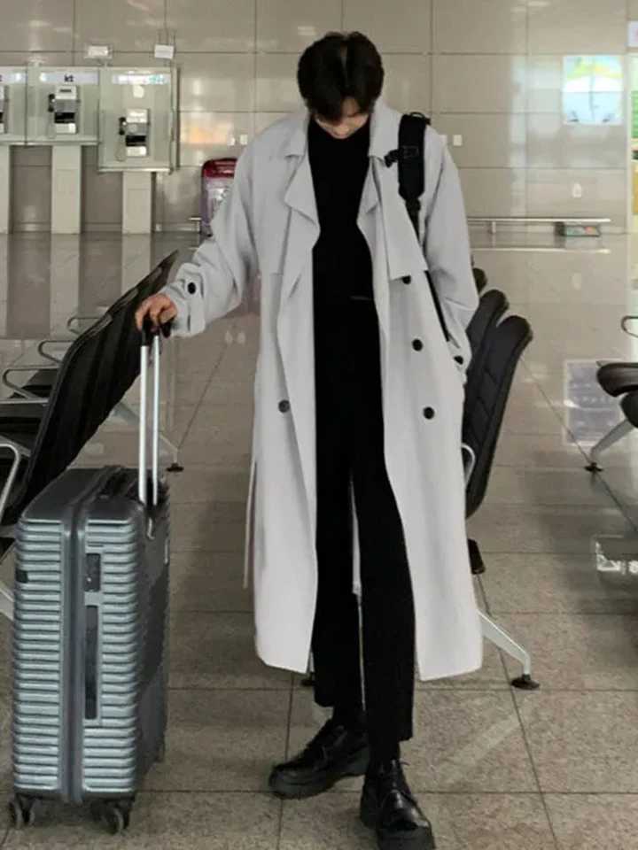 Casual Lovers Double Breasted Long Trench Coats Korean Fashion Couple Jackets Coats High Qulity Spring Fall Chaqueta New OutwearX240921