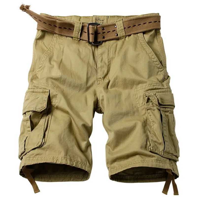 2024 summer Korean style army green cargo shorts men loose washing Multi-pocket army tactical cargo shorts for men size 29-42X240921