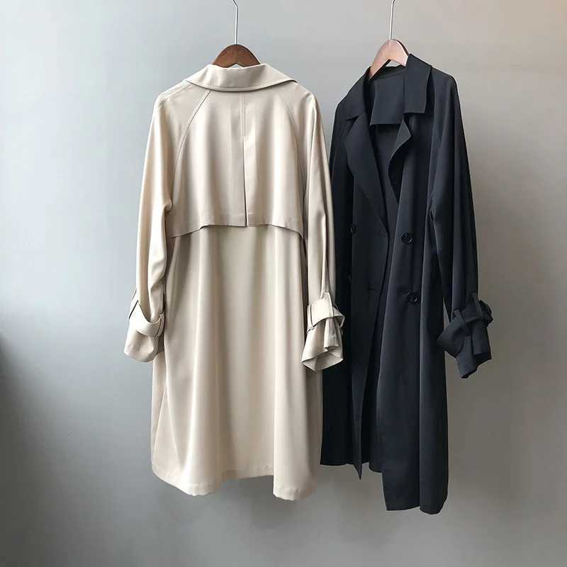 Trench Women Office Lady Baggy Temper Minimalist French Style Autumn Coat Fashion Vintage Harajuku All-match Classic Long SleeveX240921