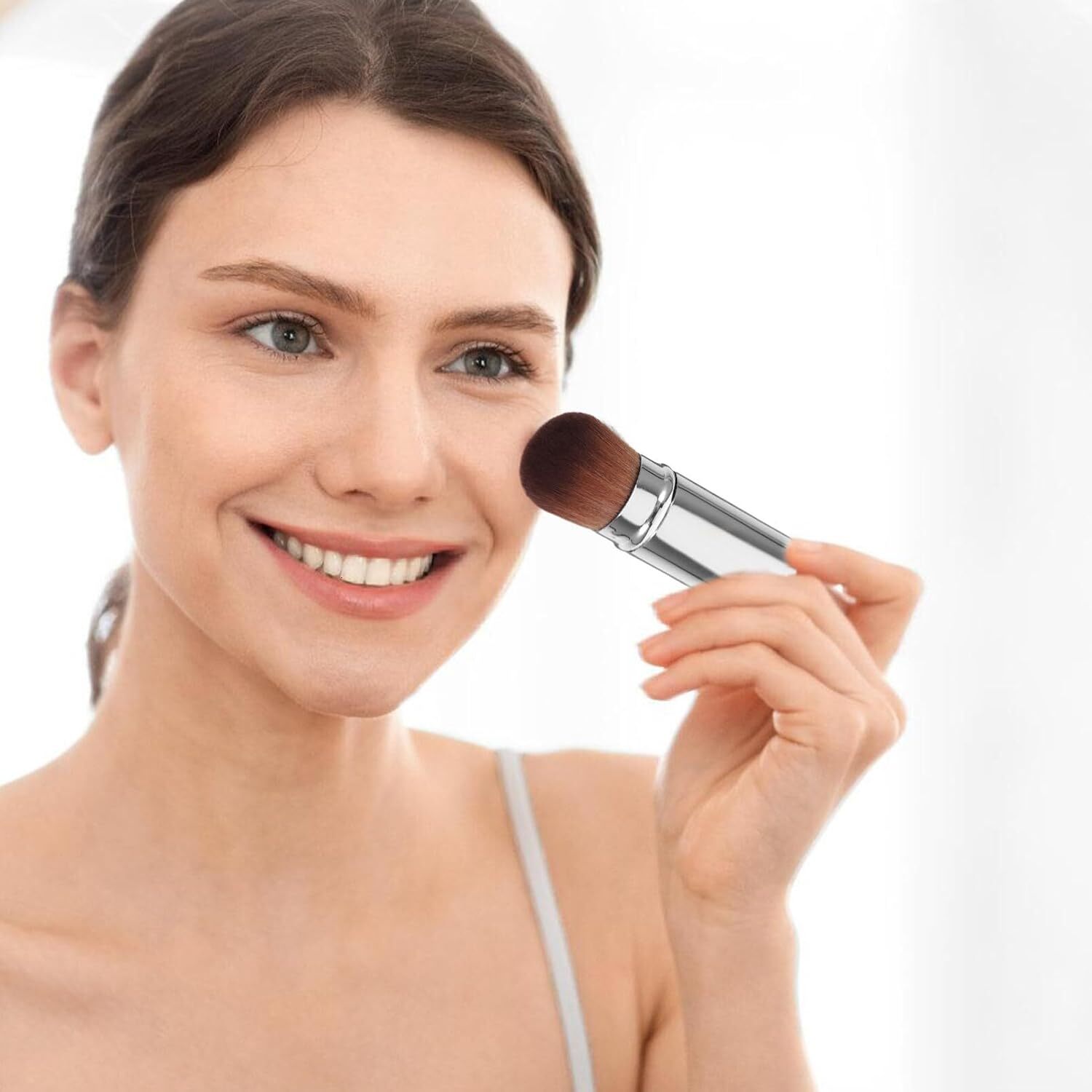 retractable spray gun kabuki brush suitable for all facial makeup and liquid foundation suitable for liquid face cream and foundation makeup aluminum 