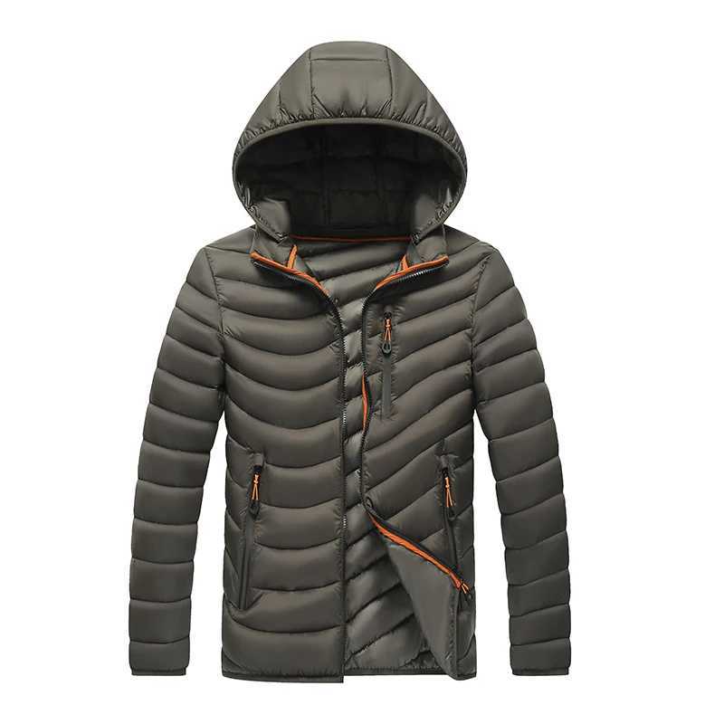 Autumn and winter mens park windproof and warm casual outdoor fashion mens down jacket windproof cotton thick mens hooded jacket W240920