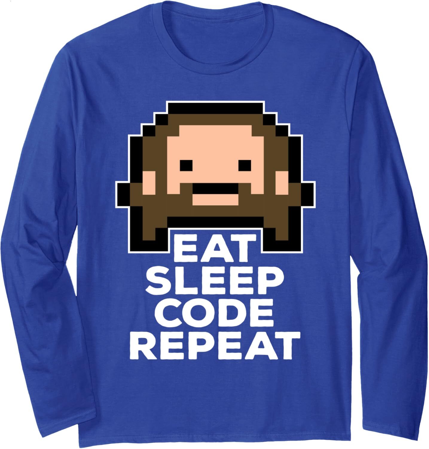 Long Sleeve Shirts for Men sweatshirt Funny Eat Sleep Code Repeat Jesus Pixel Art Gamer Developer Long Sleeve Tee Streetwear Casual tops clothes