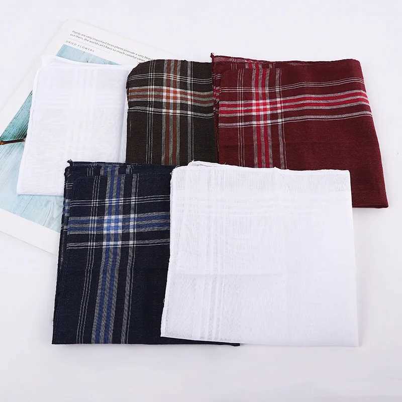 12Pcs Polyester Cotton Plaid Pocket Square Handkerchief Vintage Business Suit Hanky Breast Towel Scarf Accessories Random ColorX240921