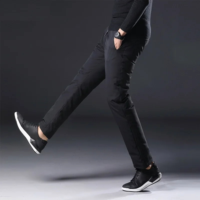 Winter Mens 90% White Duck Down Pants High Quality Slim Straight Snow Pants Warm Down Padded Trousers Male Outerwear PT-361 240913