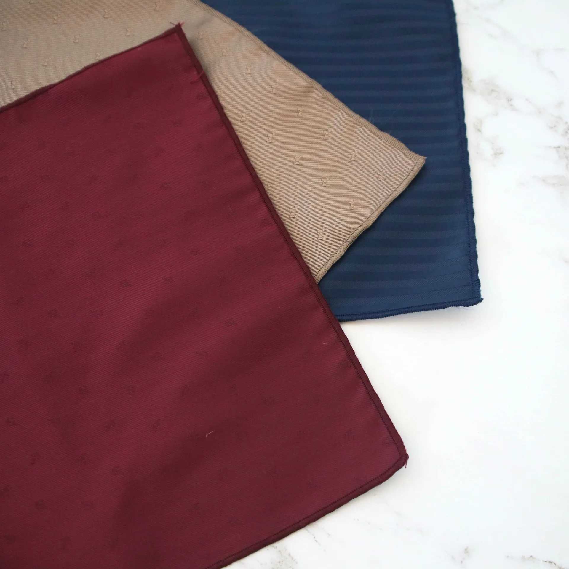 24CM Mens Striped Plaid Handkerchief Formal Dress Suit Pocket Square Towel Business Polyester Chest Shirt Accessories Navy HankyX240921