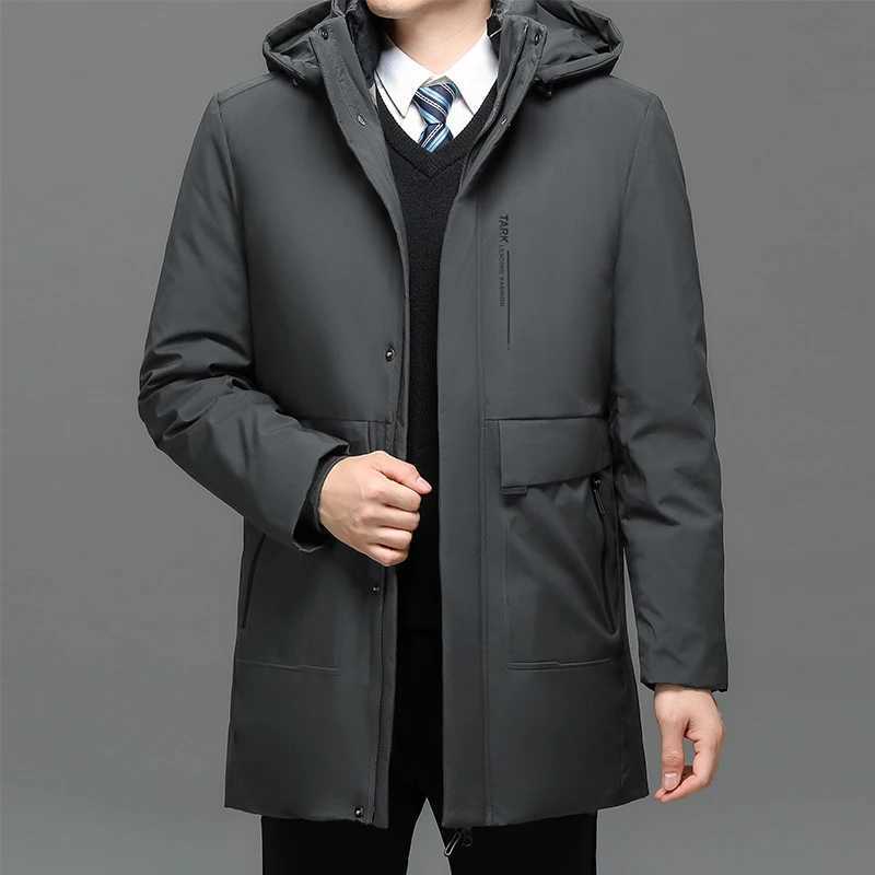 Mens hooded casual jacket long Parkas 2023 mens new autumn winter warm and waterproof Parkas jacket 2-piece winter Parkas W240920