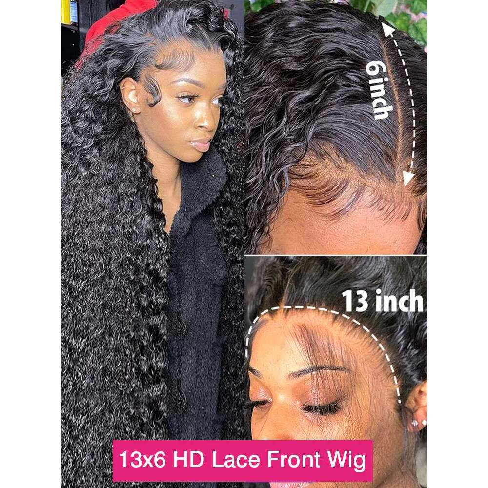 13x6 Deep Wave Frontal 100% Glueless Brazilian Curly Human Hair Wigs 4x4 HD Lace Front Closure Wig