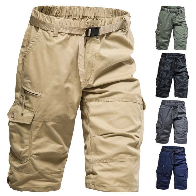 Mens Summer Casual Shorts Cotton Overalls Multi Pocket Knee Shorts American Style Sports Short PantsX240921
