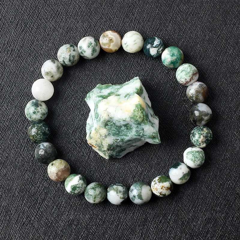 8MM Tree Patterned Agates Beads Bracelet Woman Real Natural Moss Agates Bracelets Man Energy Stones For Healing Fengshui JewelryX240921