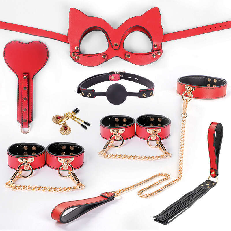 Sex toys SM props genuine leather eight piece set SM sex collar binding restraint handcuffs tuning punishment racket