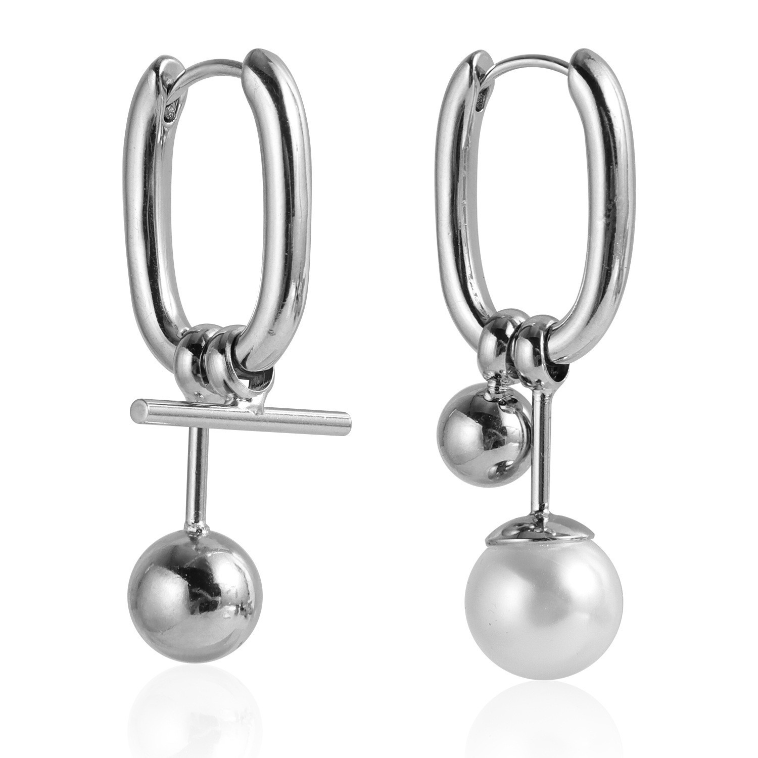 Trendy U-Shaped Hollow Design Jewelry Ins Hot Silver Plated Dangle Pearl Earrings For Women Simplistic Jewelry Party Birthday Gifts Travel Dropshippin