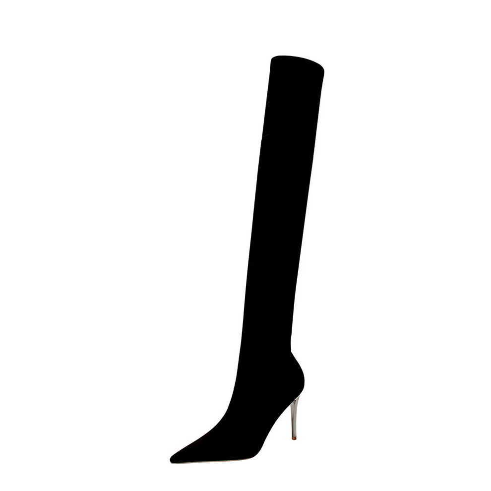 CMM Womens Boots Thin Heels and High Heels Feel the Night Club Is Thin Pointy Pedicure Over Knee Boots Elastic Socks and Boots