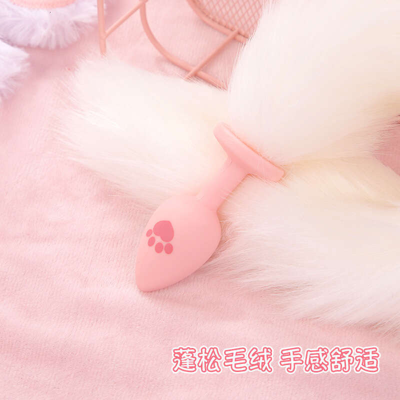 SM sex toy fox tail anal plug cat paw silicone anal plug pink fur ball anal plug alternative adult products