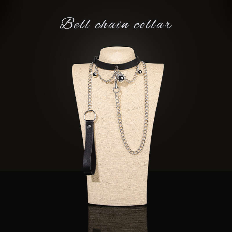 Sex toys SM props Fashion pendant chain bell collar SM bondage traction collar Alternative neck cover Adult products