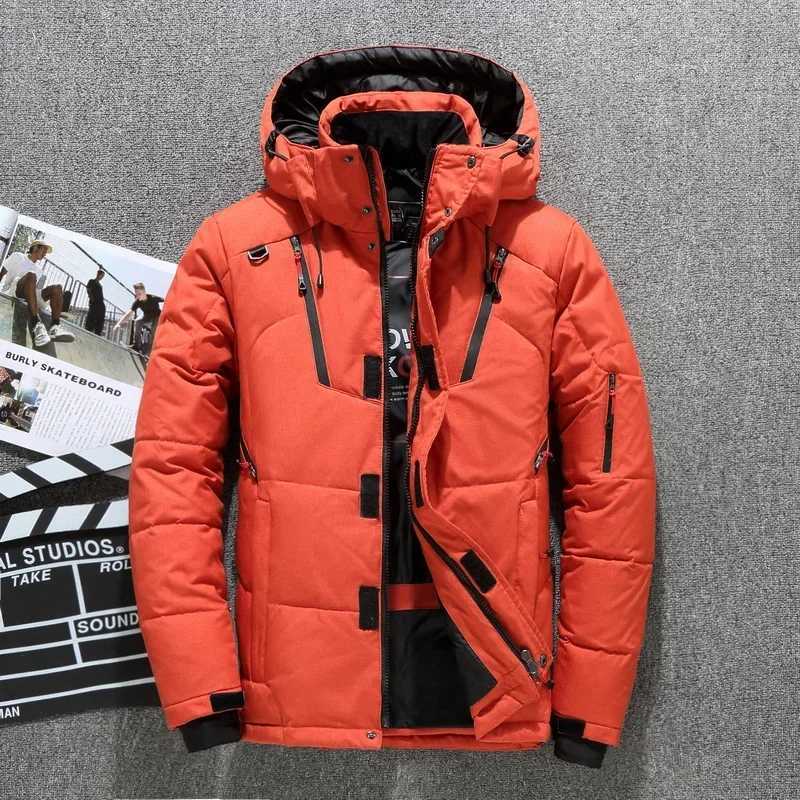 Mens Warm Hooded Windproof Winter Down Jacket Mens Down Jacket Snow High Quality White Duck Thick Park W240920