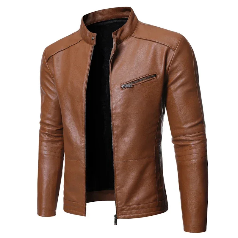 PU Casual Leather Jacket Men Spring Autumn Coat Motorcycle Biker Slim Fit Outwear Male Black Blue Clothing Plus Size S-3Xl