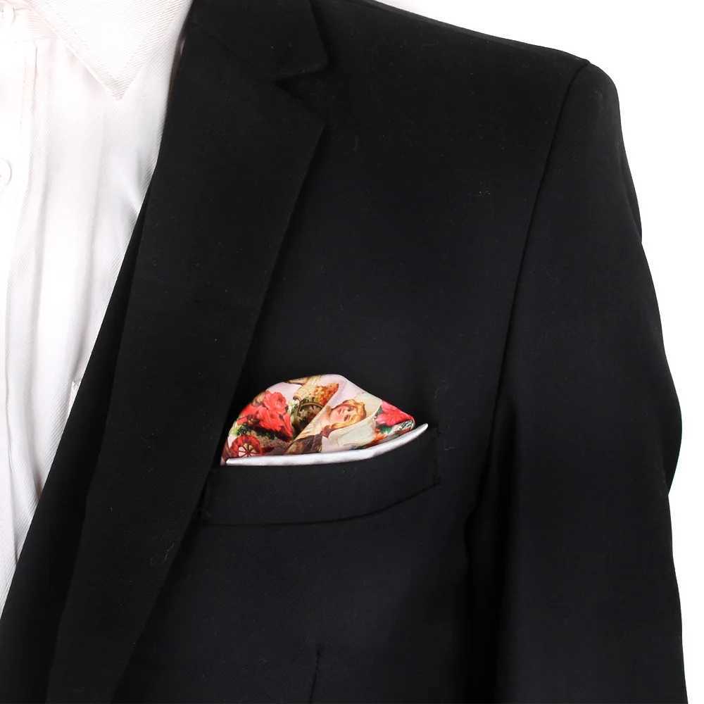 Funny Print Pocket Squares Vintage Printed Suit Handkerchiefs Luxury Men Hanky Accessories for giftX240921