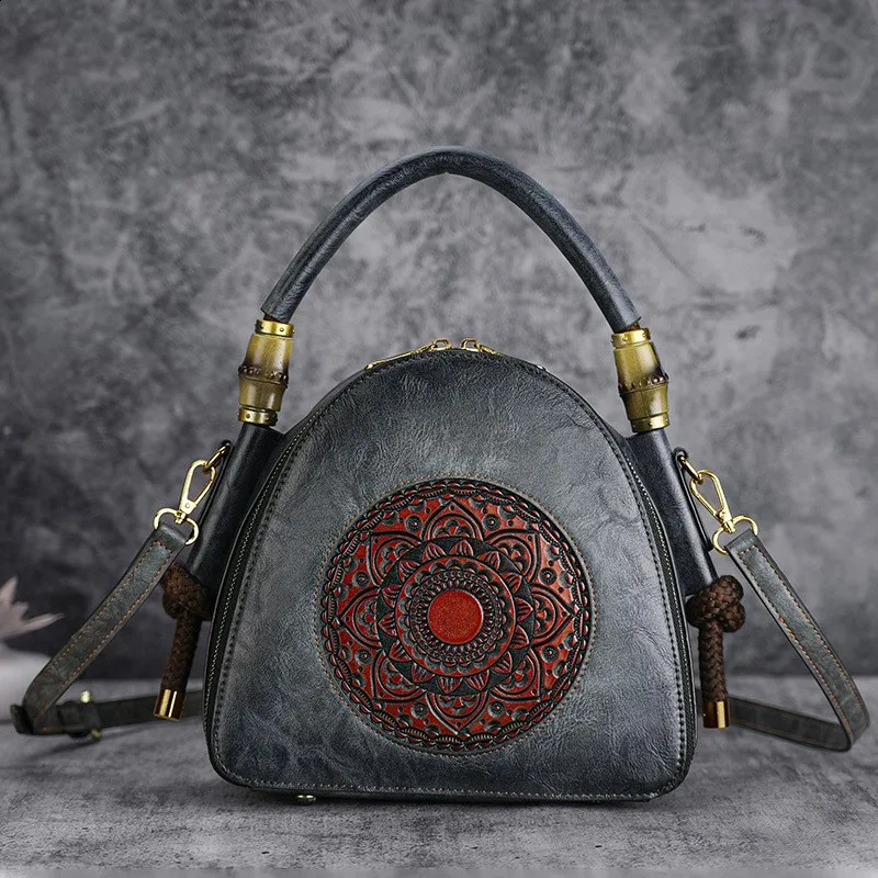 MOTAORA Retro Embossed Womens Shoulder Bag Handmade Bohemian Leather Handbag 8Color SAC 240919