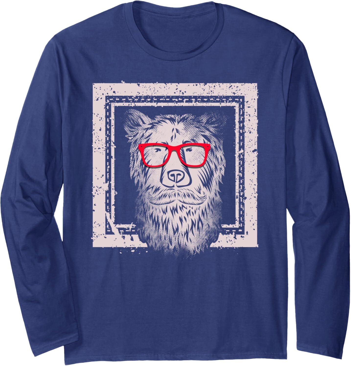 Long Sleeve Shirts for Men sweatshirt Nerdy Bear With Sun Glasses Frame Photo Funny Long Sleeve Tee Streetwear Casual tops clothes