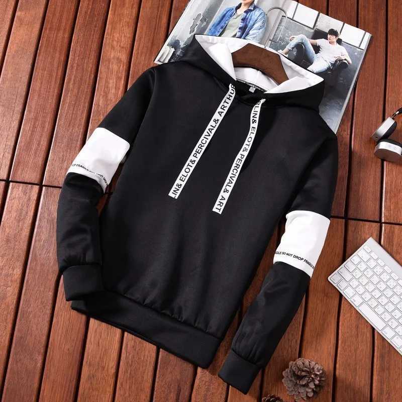 Mens long sleeved casual and letter sports shirt mens hooded sweatshirt spring hip-hop Pullover sports top hooded sweatshirt W240921