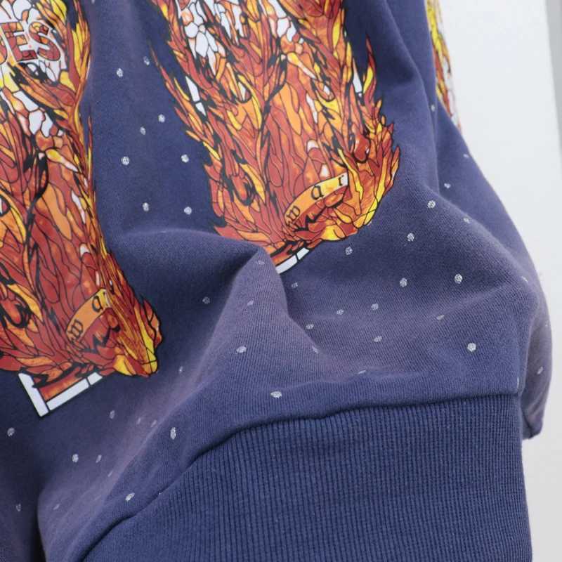 Men's Hoodies Sweatshirts High Street WDW Hoodies Autumn/Winter New Fashion Flame Creative Printing Washing Puller Who Decids War Sweatshirts J24