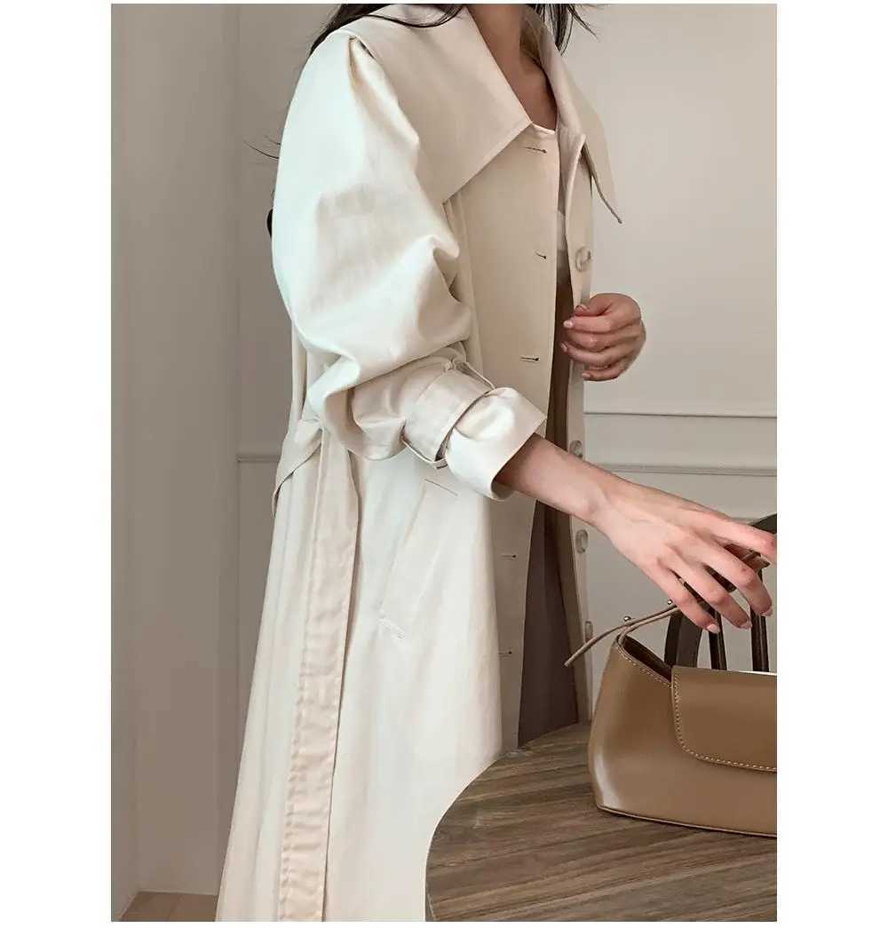 Gagarich Korean Chic Autumn Winter Retro Temperament Big Lapel Single Breasted Loose Medium Long Sleeved Woman Trench CoatX240921