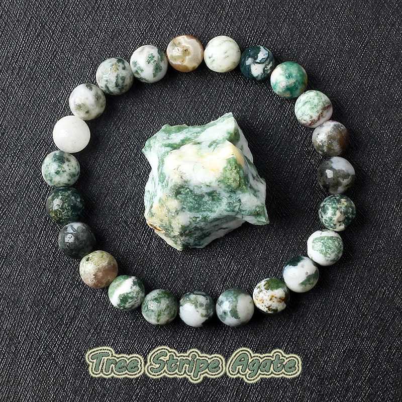 8MM Tree Patterned Agates Beads Bracelet Woman Real Natural Moss Agates Bracelets Man Energy Stones For Healing Fengshui JewelryX240921
