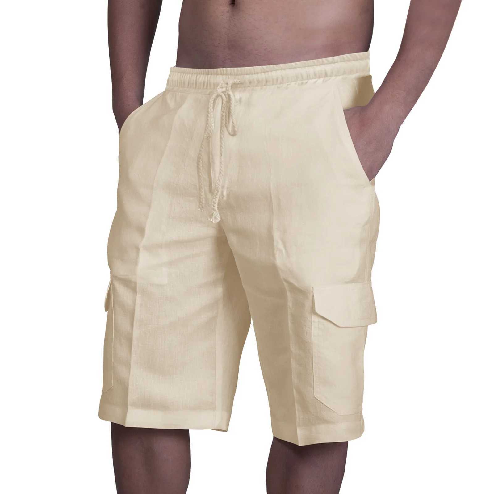 Mens Summer Cargo Shorts Solid Color Beach Leisure Travel M-3XLX240921