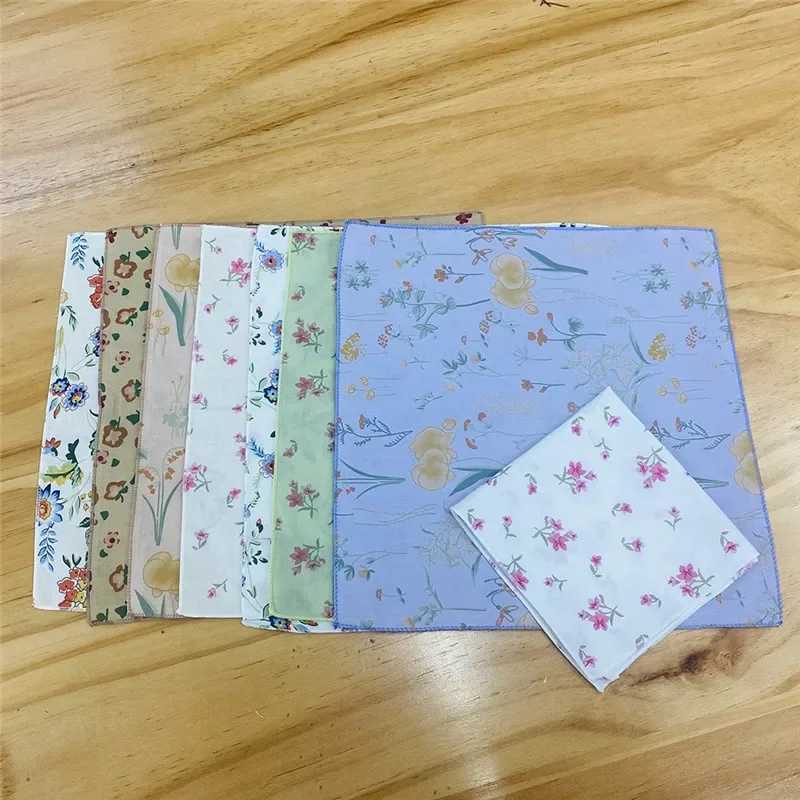 26x26cm Pure Cotton Flower Printed Womens Girl Hankies Handkerchiefs Soft Portable Children Square Hand Towels Party GiftX240921