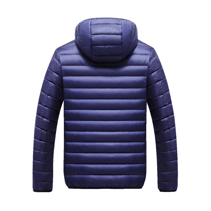 New Men All-Season Ultra Lightweight Packable Coat Mens Water And Wind-Resistant Solid Hooded Duck Down Jacket Male