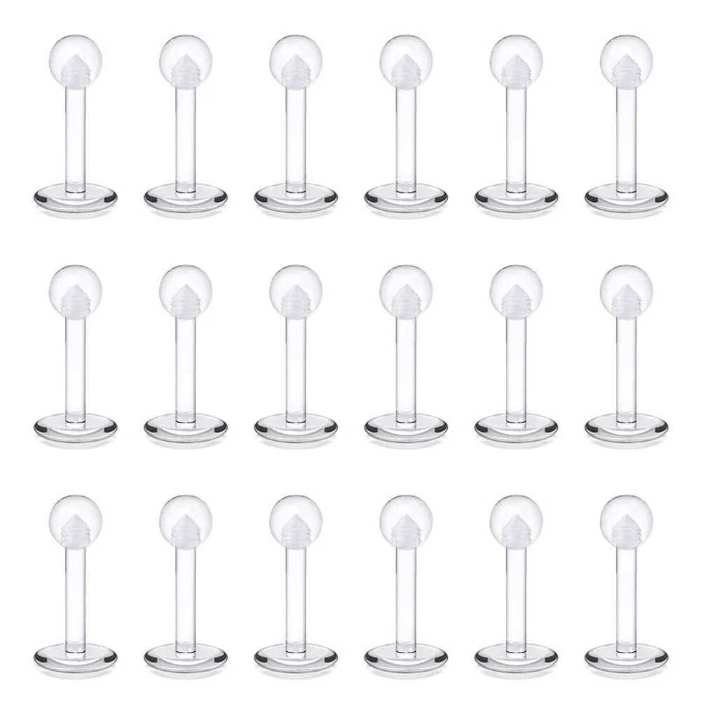 10PC/set Clear Acrylic Lip Rings Monroe Labret Studs Piercing Jewelry Gift Bioflex Ear Tragus Helix Earring Retainer 6/8/10mm Y240921