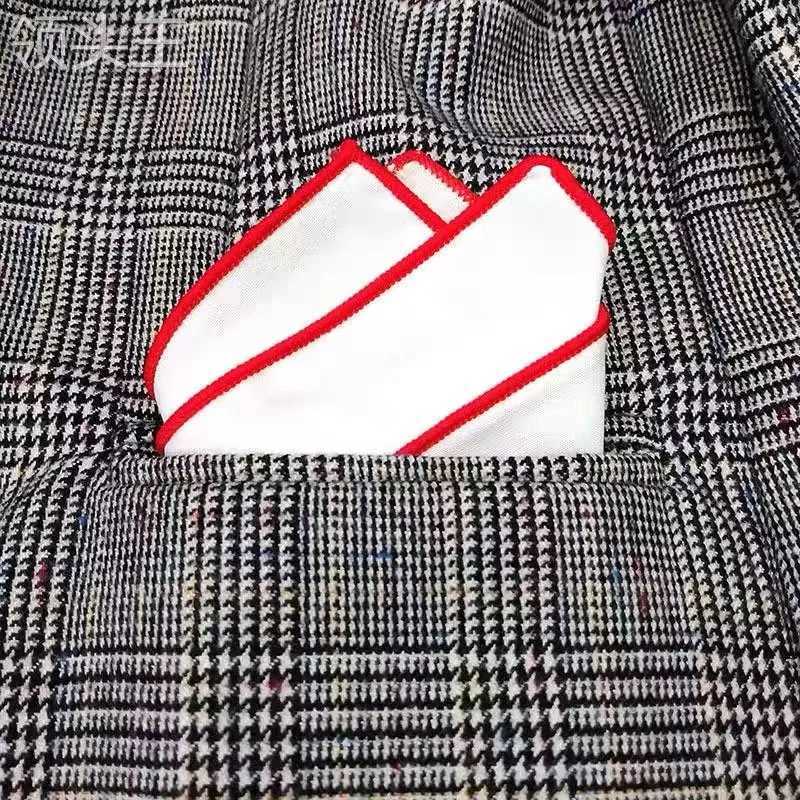 23cm New Mens White Handkerchief Colorful Rim Pocket Square for Men Women Party Wedding Groom Suits Black Hankies AccessoriesX240921