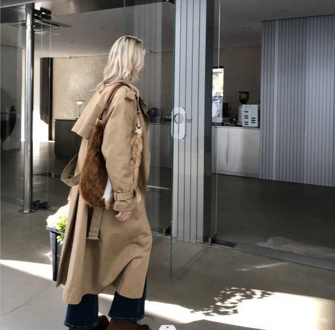 2024 Fall / Autumn New Design Women Stylish Cotton Long Trench Coat Female WindbreakerX240921
