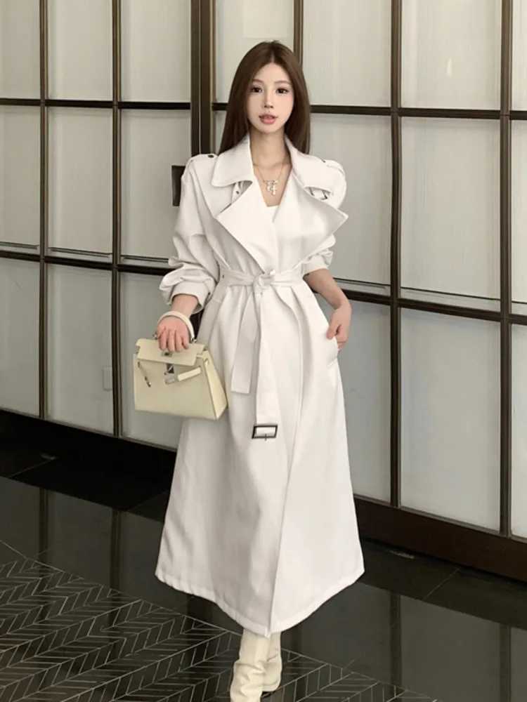 High Quality British Style Trench Coat For Women 2024 Autumn Fashion Casual Long Windbreakers Coat Korean Loose Belt OvercoatX240921