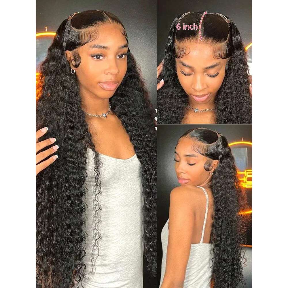 13x6 Deep Wave Frontal 100% Glueless Brazilian Curly Human Hair Wigs 4x4 HD Lace Front Closure Wig