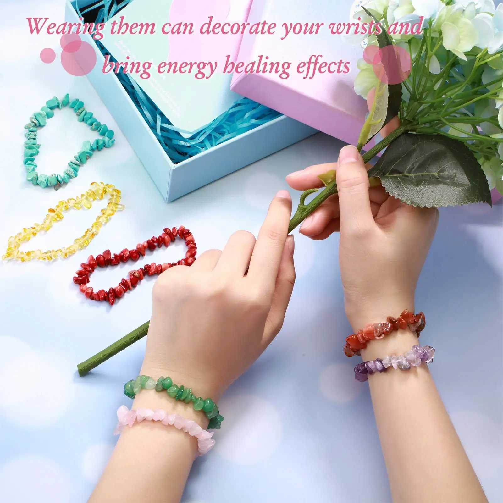 Natural Gemstone Bracelets Chakra Crystal Irregular Chips Beads Stretch Bracelets for Women Align Chakras Promote CommunicationX240921
