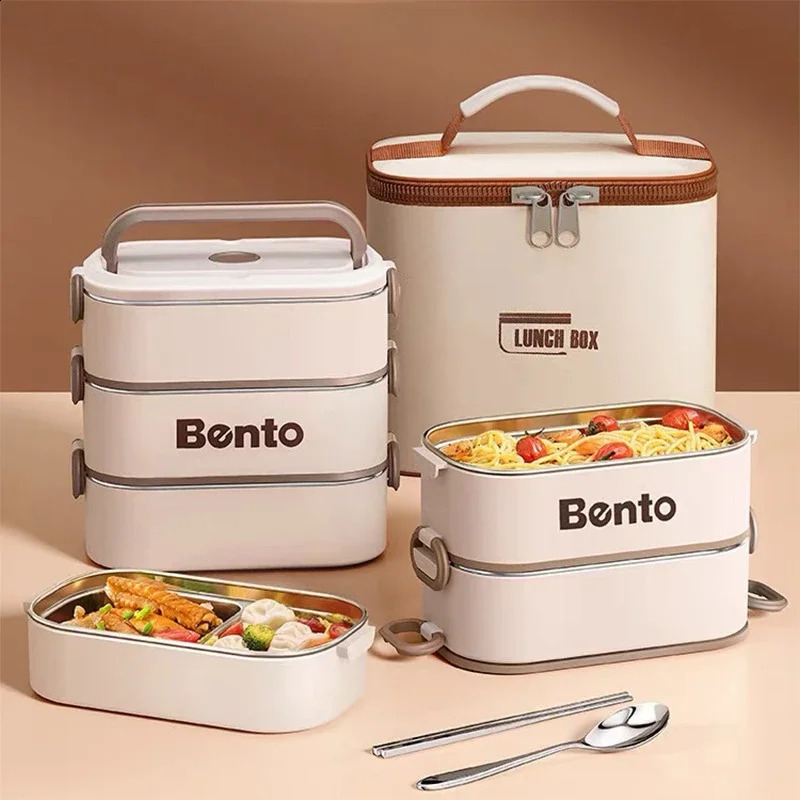 304 stainless steel split lunch box suitable for children adults stackable portable leak proof bento microwave sealed large food containers 240919