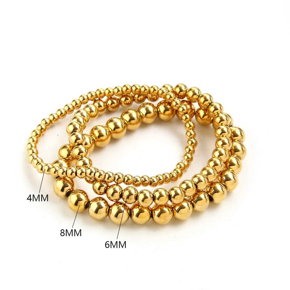 SUNSLL Classic Design Stainless Steel Elastic Beads Bracelets Gold Plated Bracelet Exquisite Unisex Party Waterproof JewelryX240921