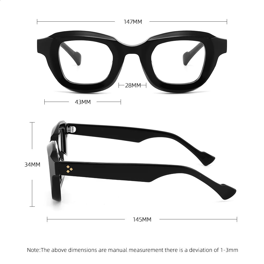 Handmade Vintage Acetate Glasses Frame For Men Retro Eyeglasses Frame Women Eyewear Myopia Prescription 240914