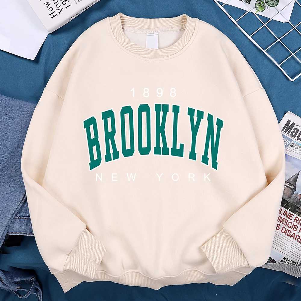 1898 Brooklyn New York printed clothing mens wool sweatshirt fashionable casual loose hoodie autumn cartoon womens hoodie W240921